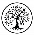 Protective slice for notebook round diam. 2 cm, carving Tree of Life by eliteshungite.com